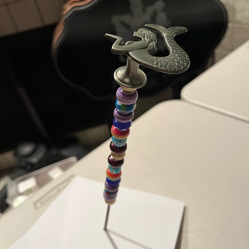 Mermaid plant stick decor Stick with Colorful Beads